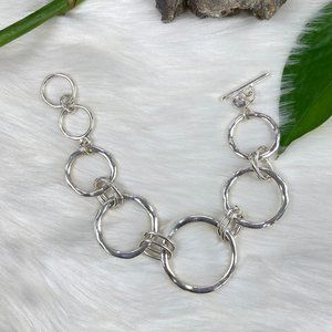 Silver Tone Link Chain Bracelet 9"